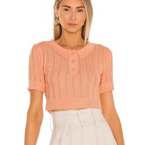 For love and lemons Phoebe knit cropped orange top size XS from revolve
